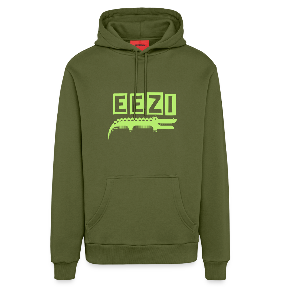 EEZI colour Logo Organic Relaxed Hoodie Made in EU - MOSS GREEN