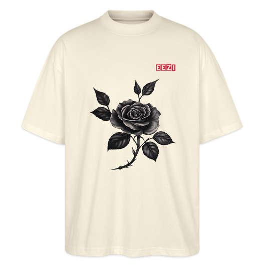 EEZI B&W Flower Stanley/Stella Oversized Unisex Organic T-shirt Blaster - natural raw
