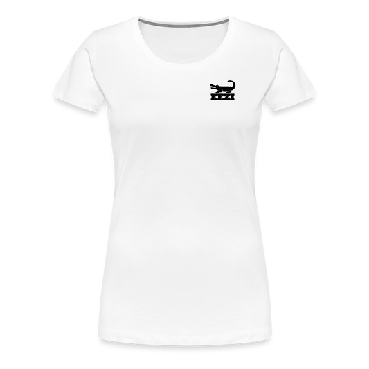 EEZI Women’s Premium T-Shirt - Black CHEST Logo - white