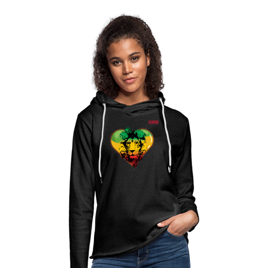 Light Unisex Sweatshirt Hoodie-EEZI RASTA LION - charcoal grey