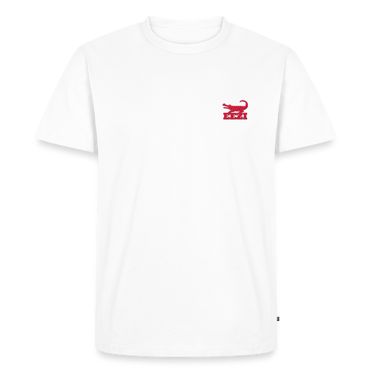EEZI Men’s Premium T-Shirt - Red CHEST Logo - white