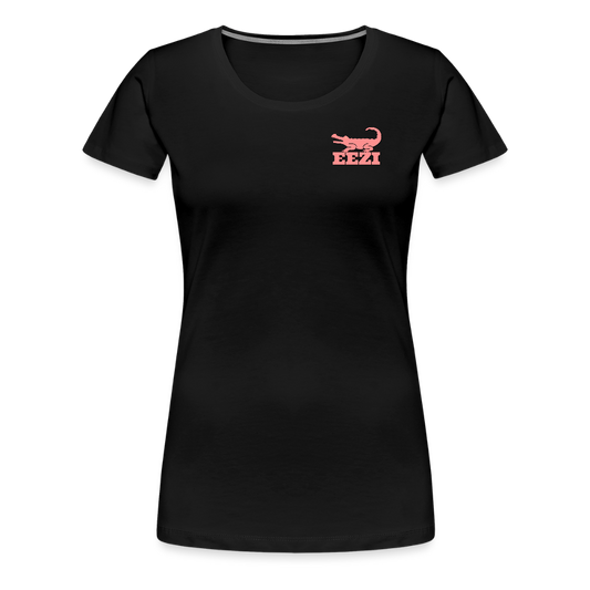 EEZI Women’s Premium T-Shirt - Pink CHEST Logo - black