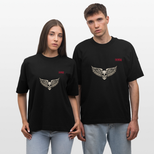 Eezi skull/wings Stanley/Stella Oversized Unisex Organic T-shirt Blaster - black