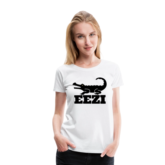 EEZI Women’s Premium T-Shirt - Black LARGE Logo - white