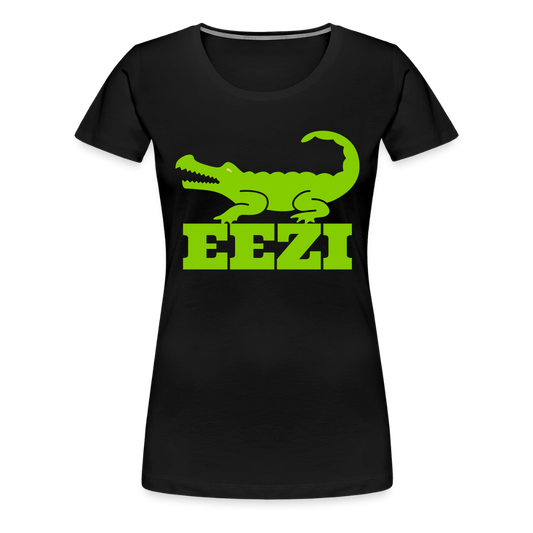 EEZI Women’s Premium T-Shirt - Apple Green LARGE Logo - black