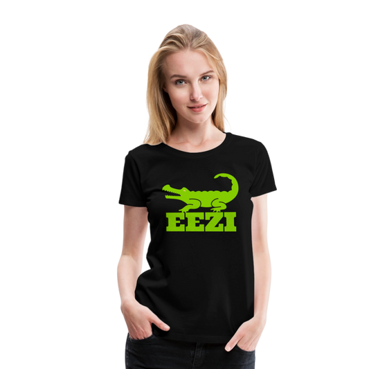 EEZI Women’s Premium T-Shirt - Apple Green LARGE Logo - black
