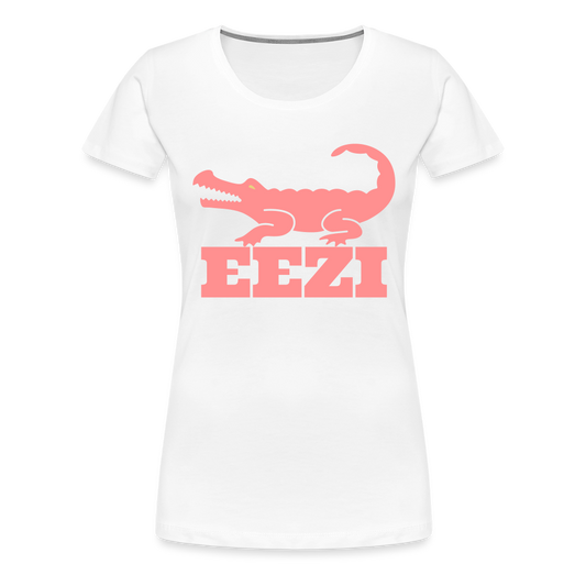 EEZI Women’s Premium T-Shirt - Pink LARGE Logo - white