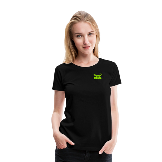 EEZI Women’s Premium T-Shirt - Apple Green CHEST Logo - black