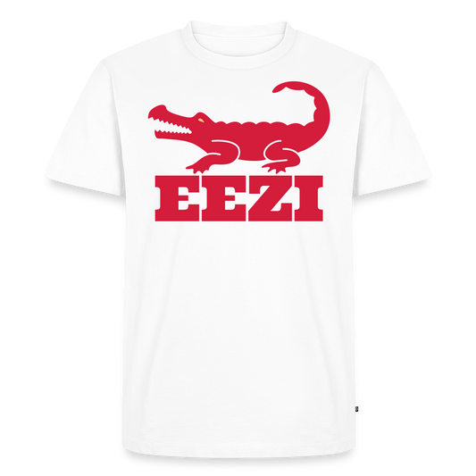 EEZI Men’s Premium T-Shirt - Red LARGE Logo - white