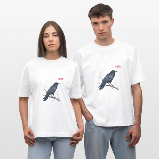 EEZI crow Stanley/Stella Oversized Unisex Organic T-shirt Blaster - white