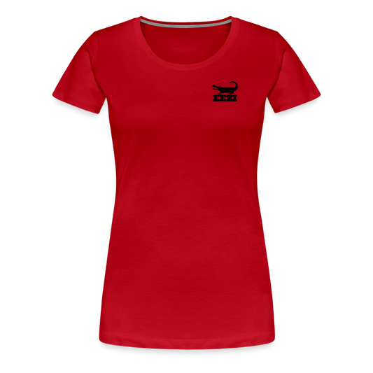 EEZI Women’s Premium T-Shirt - Black CHEST Logo - red