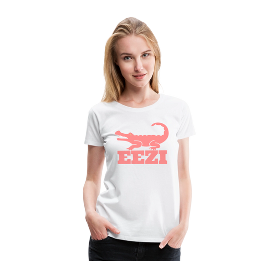 EEZI Women’s Premium T-Shirt - Pink LARGE Logo - white
