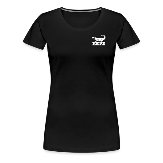 EEZI Women’s Premium T-Shirt - White CHEST Logo - black