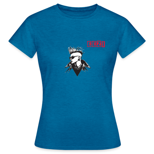 Women's T-Shirt Ladies Punk Head Icon - antique blue sapphire heather