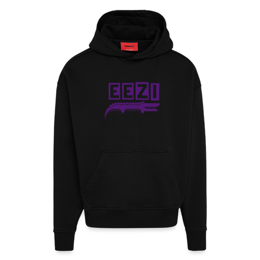 Luxury Eezi Logo Heavyweight Oversized Organic Hoodie Made in EU - SOLID BLACK