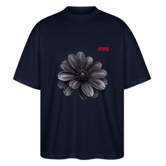 EEZI BLACK FLOWER Stanley/Stella Oversized Unisex Organic T-shirt Blaster - navy