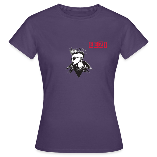 Women's T-Shirt Ladies Punk Head Icon - dark purple