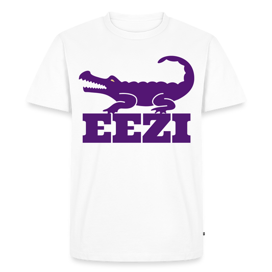 EEZI Men’s Premium T-Shirt - Purple LARGE Logo - white