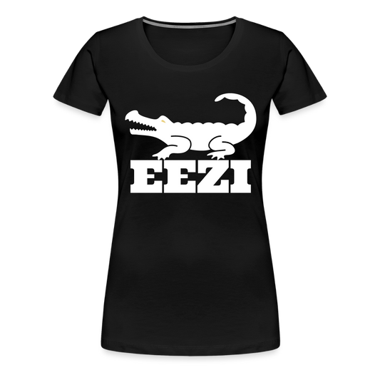 EEZI Women’s Premium T-Shirt - White LARGE Logo - black