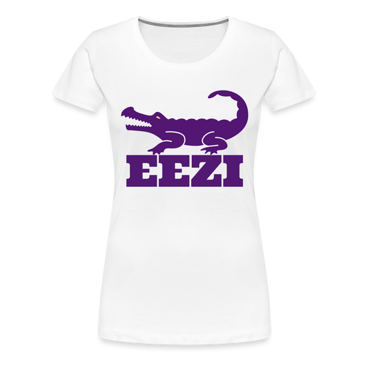 EEZI Women’s Premium T-Shirt - Purple LARGE Logo - white