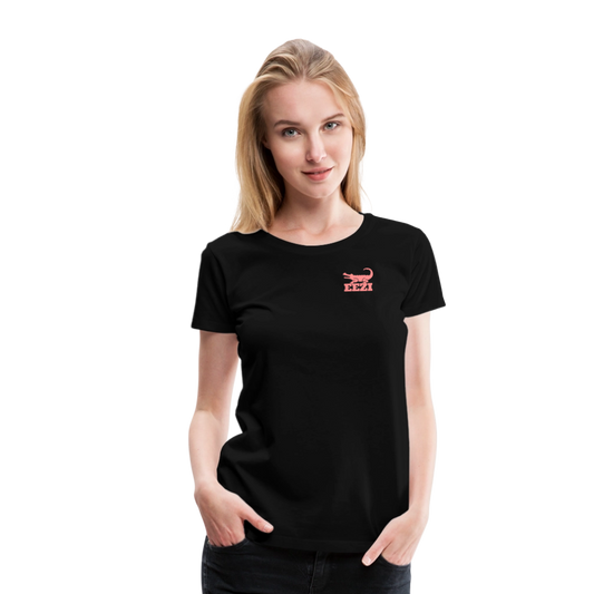 EEZI Women’s Premium T-Shirt - Pink CHEST Logo - black