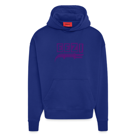 Luxury Eezi Logo Heavyweight Oversized Organic Hoodie Made in EU - Iconic Blue