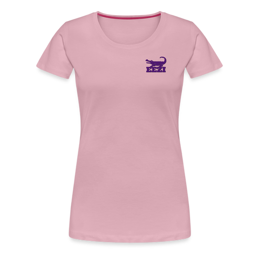 EEZI Women’s Premium T-Shirt - Purple CHEST Logo - rose shadow